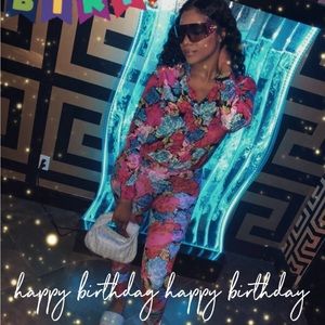 Versace Rose Leggings and Blouse as a set.